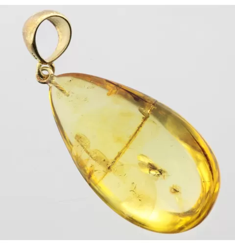 Drop Baltic amber pendulum pendant w insect inclusion