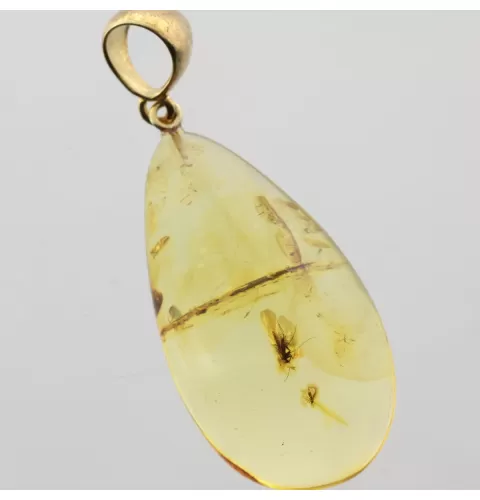 Drop Baltic amber pendulum pendant w insect inclusion