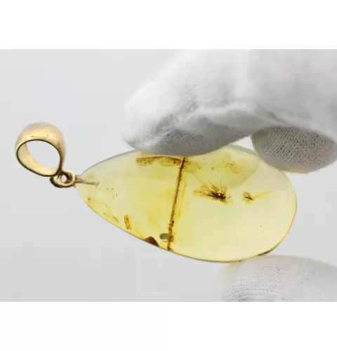 Drop Baltic amber pendulum pendant w insect inclusion