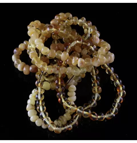 7 Butter BAROQUE Baltic amber adult stretcy bracelets 19cm