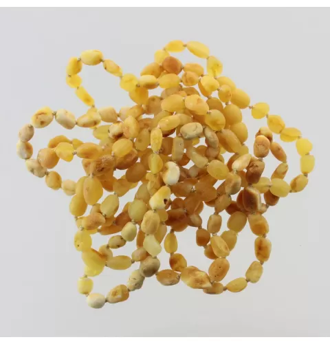 10 Raw Butter BEANS Baltic amber adult bracelets 19cm