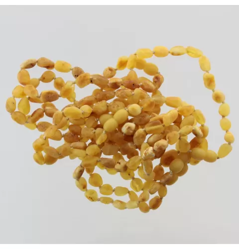 10 Raw Butter BEANS Baltic amber adult bracelets 19cm