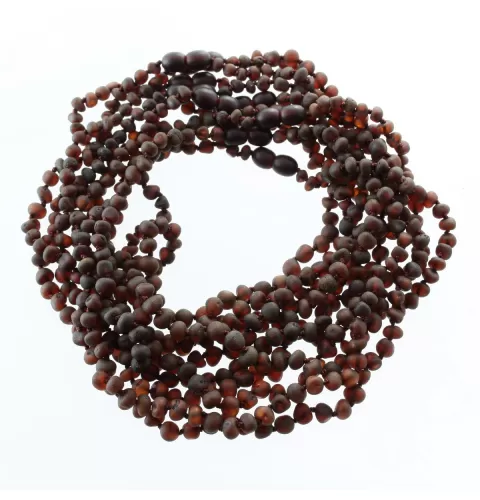 10 Raw Ruby BAROQUE teething Baltic amber necklaces 36cm