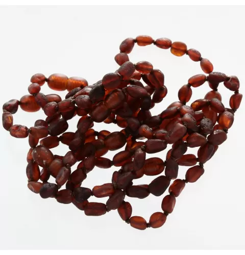 9 Raw Ruby BEANS Baltic amber teething bracelets 14cm
