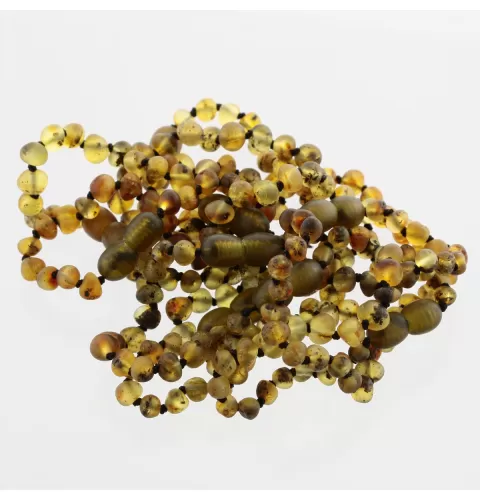 10 Raw Green BAROQUE Baltic amber teething bracelets 14cm
