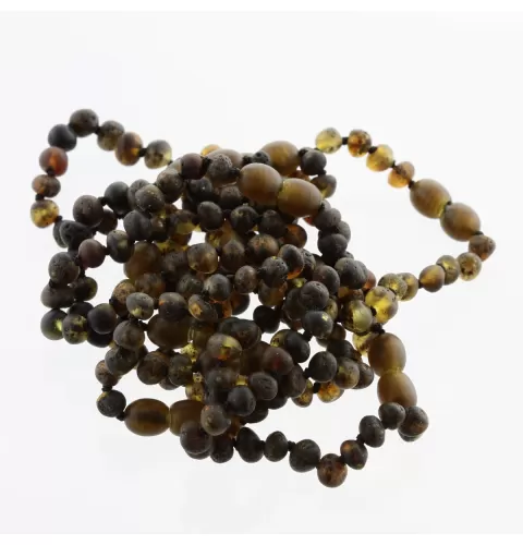 9 Raw Dark BAROQUE Baltic amber teething bracelets 14cm