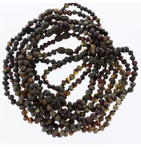 10 Raw Dark BAROQUE teething Baltic amber necklaces 32cm