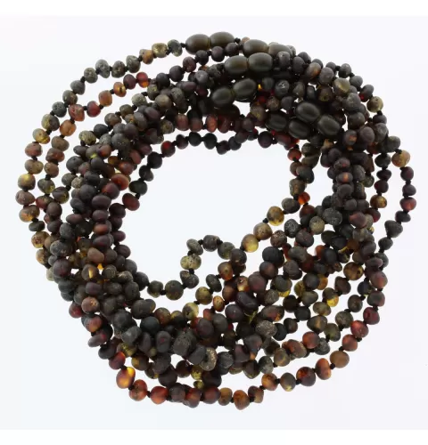 10 Raw Dark BAROQUE teething Baltic amber necklaces 32cm