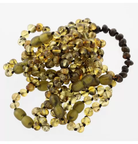 10 Unpolished Green BAROQUE Baltic amber teething bracelets 14cm