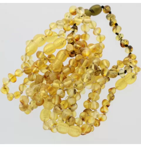 10 Unpolished Green BAROQUE Baltic amber teething bracelets 14cm
