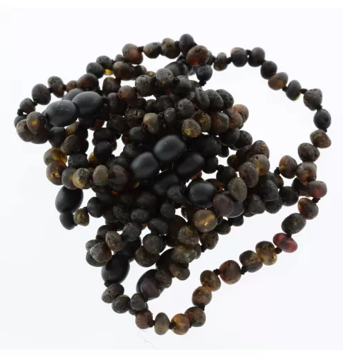 10 Unpolished Dark BAROQUE Baltic amber teething bracelets 14cm