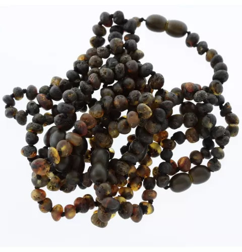 10 Unpolished Dark BAROQUE Baltic amber teething bracelets 14cm