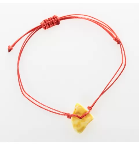 Red String Baltic Amber Bracelet for Adults