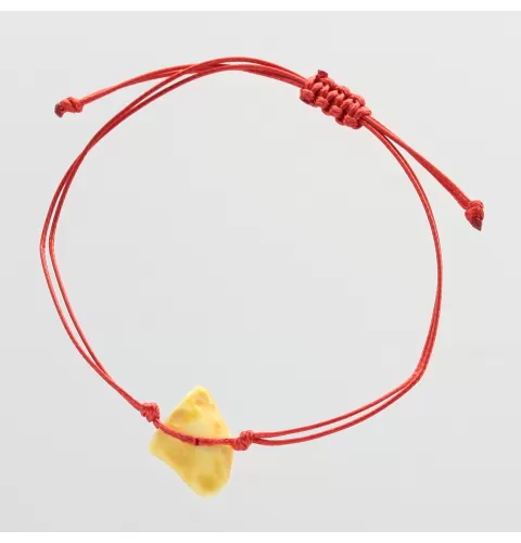Red String Baltic Amber Bracelet for Adults