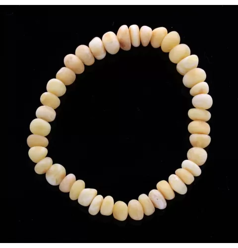 Raw Butter BAROQUE beads Baltic amber adult stretch bracelet 18cm