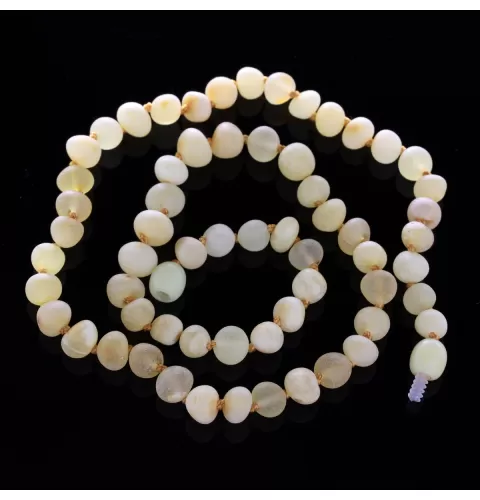 Raw Milk BAROQUE beads Baltic amber necklace 46cm