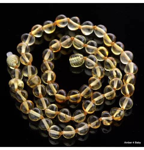 Lemon BAROQUE beads Baltic amber necklace 45cm