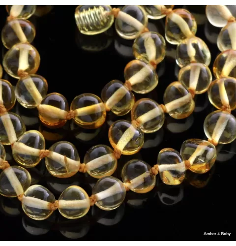 Lemon BAROQUE beads Baltic amber necklace 45cm
