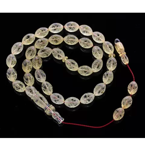 Islamic 33 Prayer Carved OLIVE Baltic amber beads rosary