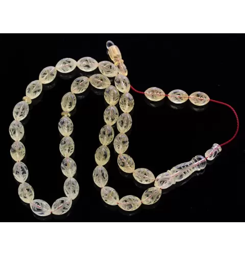Islamic 33 Prayer Carved OLIVE Baltic amber beads rosary