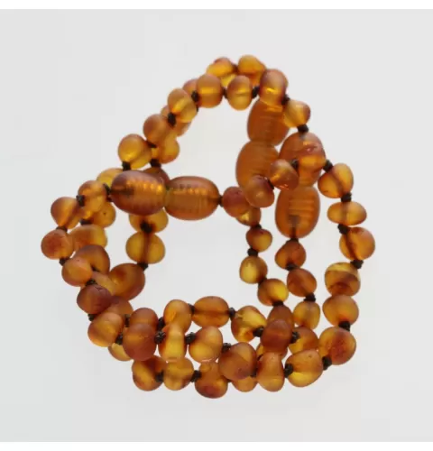 3 Raw Cognac BAROQUE Baltic amber teething bracelets 14cm