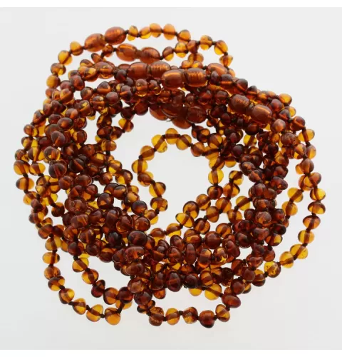 10 Pop BROQUE Baby teething Baltic amber necklaces 28cm