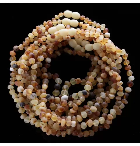 10 Raw Mix BAROQUE Baltic amber teething necklaces 32cm