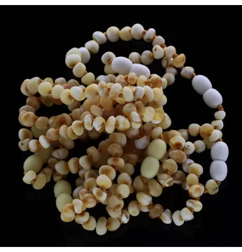 10 Raw Big White BAROQUE Baltic amber teething bracelets 14cm