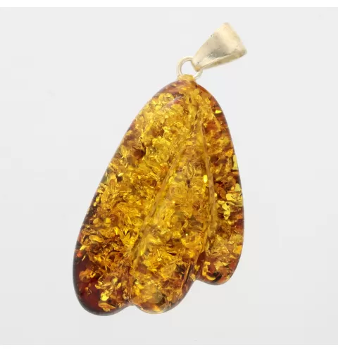 Glittering Carved Baltic Amber Pendant