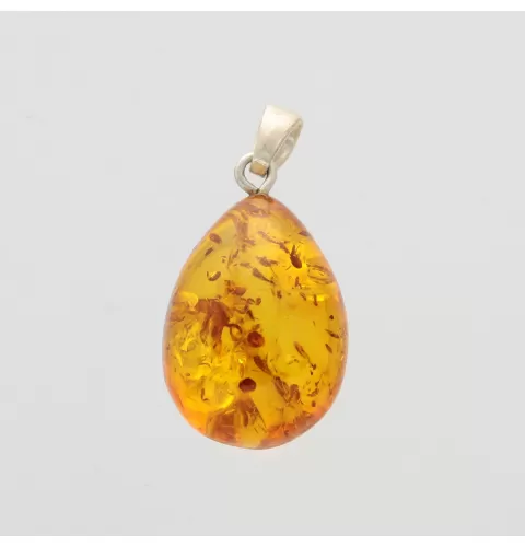 Glittering Carved Baltic Amber Pendant