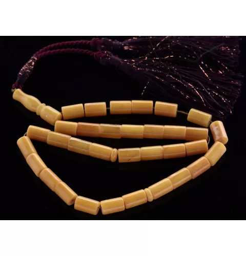 Islamic 33 Prayer BALTIC AMBER CYLINDER Beads Muslim Rosary