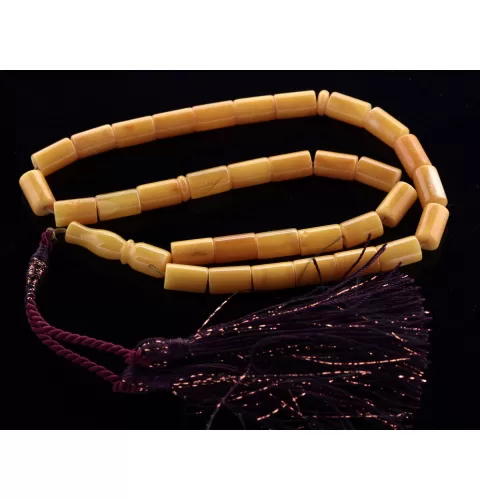 Islamic 33 Prayer BALTIC AMBER CYLINDER Beads Muslim Rosary