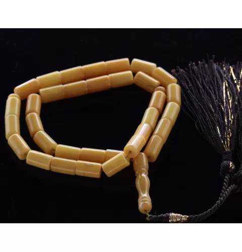 Islamic 33 Prayer BALTIC AMBER CYLINDER Beads Muslim Rosary