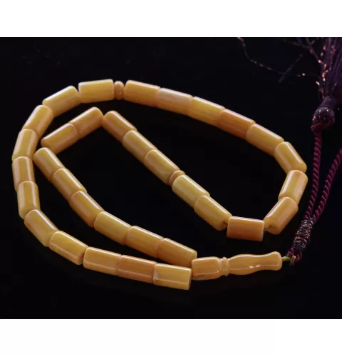 Islamic 33 Prayer BALTIC AMBER CYLINDER Beads Muslim Rosary