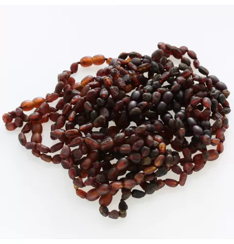 30 Raw Ruby BEANS Baltic amber teething bracelets 14cm