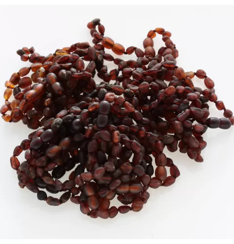40 Raw Ruby BEANS Baltic amber teething bracelets 14cm
