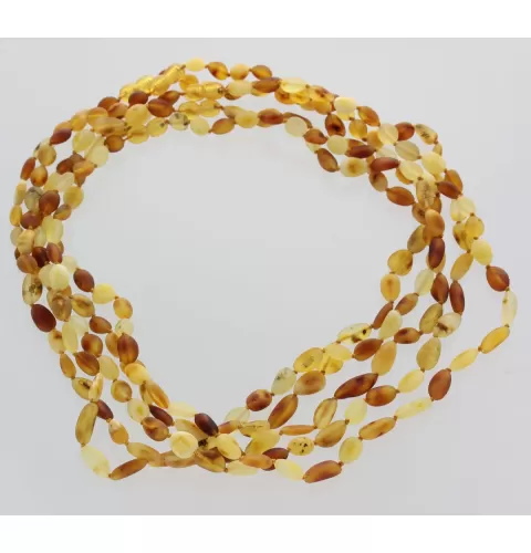 5 Raw Mix BEANS Baltic amber adult necklaces 50cm