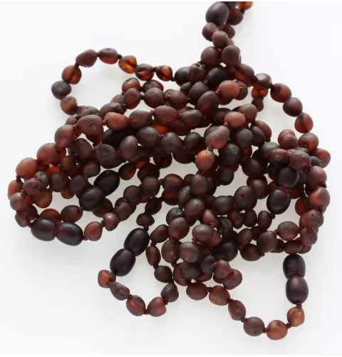 10 Raw Ruby BEANS Baltic amber adult bracelets 19cm