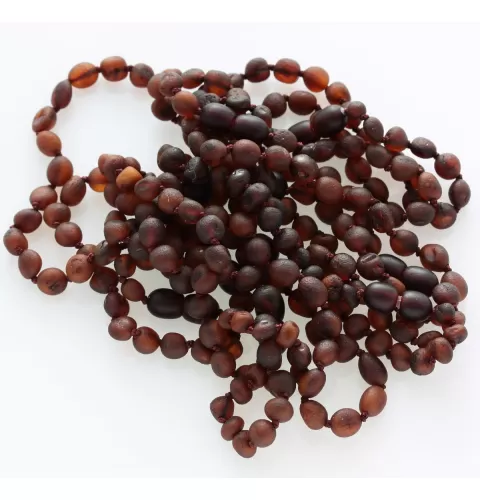 10 Raw Ruby BEANS Baltic amber adult bracelets 19cm