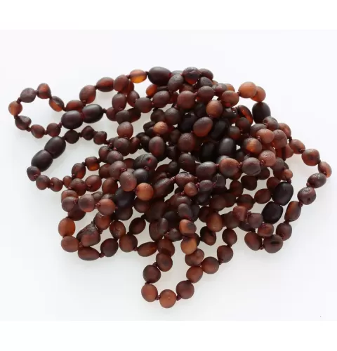 10 Raw Ruby BEANS Baltic amber adult bracelets 19cm