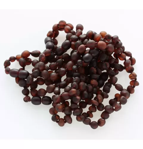 10 Raw Ruby BEANS Baltic amber adult bracelets 19cm
