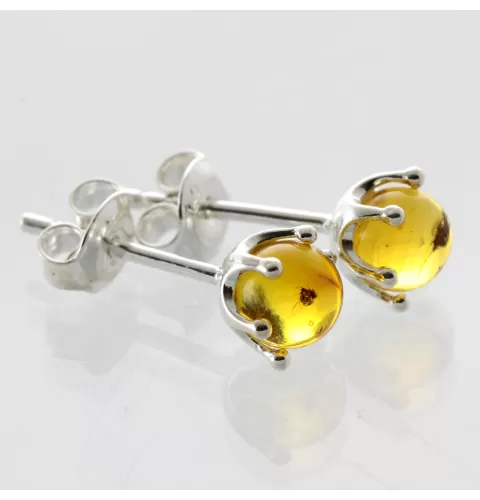 Fossil Studs Baltic amber Silver Earrings