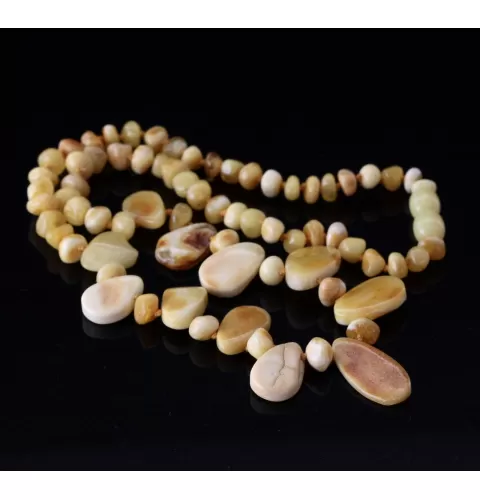 Leave shape pieces Baltic amber necklace 46cm