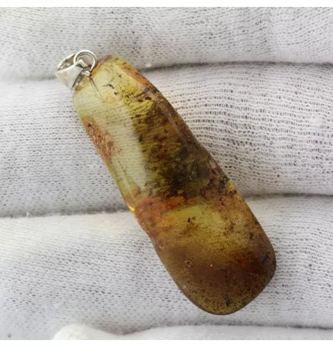 Free-shaped Baltic Amber Silver Pendant