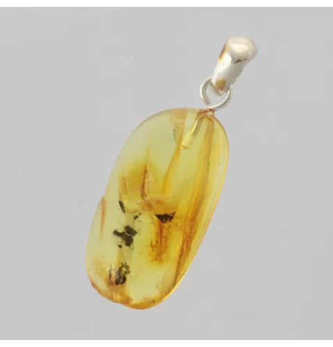 Free-shaped Baltic Amber Silver Pendant