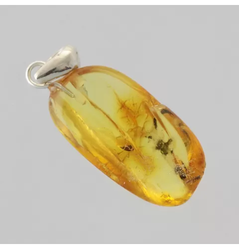 Free-shaped Baltic Amber Silver Pendant