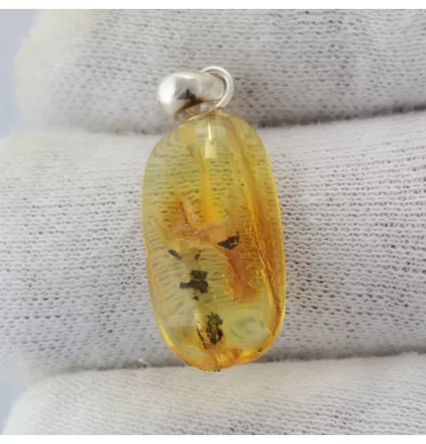 Free-shaped Baltic Amber Silver Pendant
