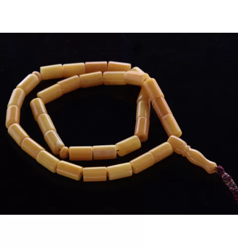 Islamic 33 Prayer BALTIC AMBER CYLINDER Beads Muslim Rosary