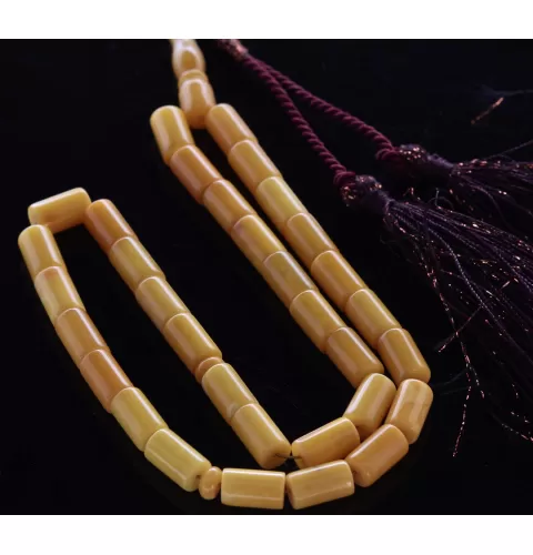 Islamic 33 Prayer BALTIC AMBER CYLINDER Beads Muslim Rosary