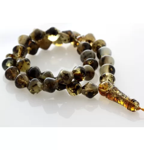 Islamic 33 Drops Baltic amber Prayer Islamic Cut beads